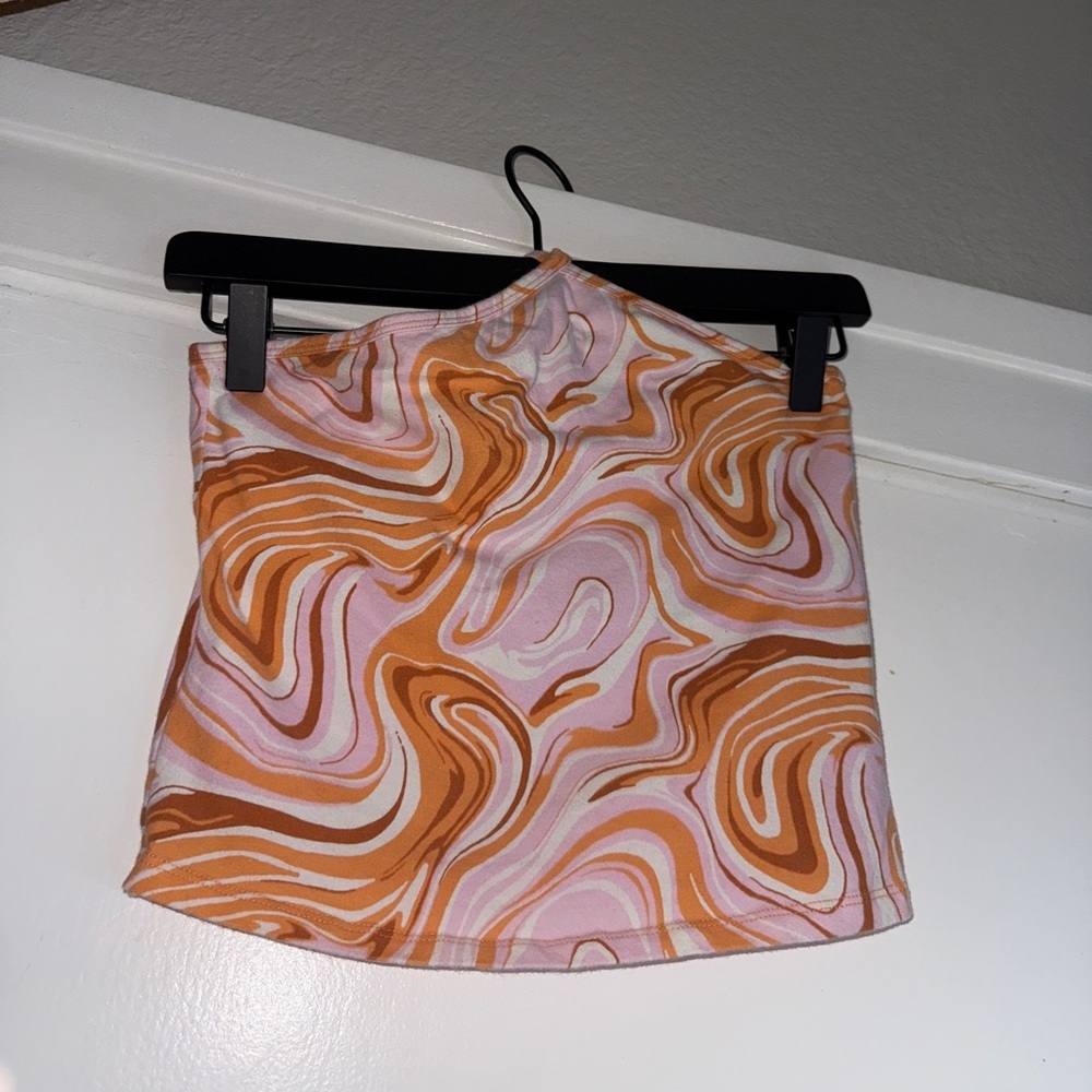 Hollister Pink and Orange Swirl Pencil Skirt